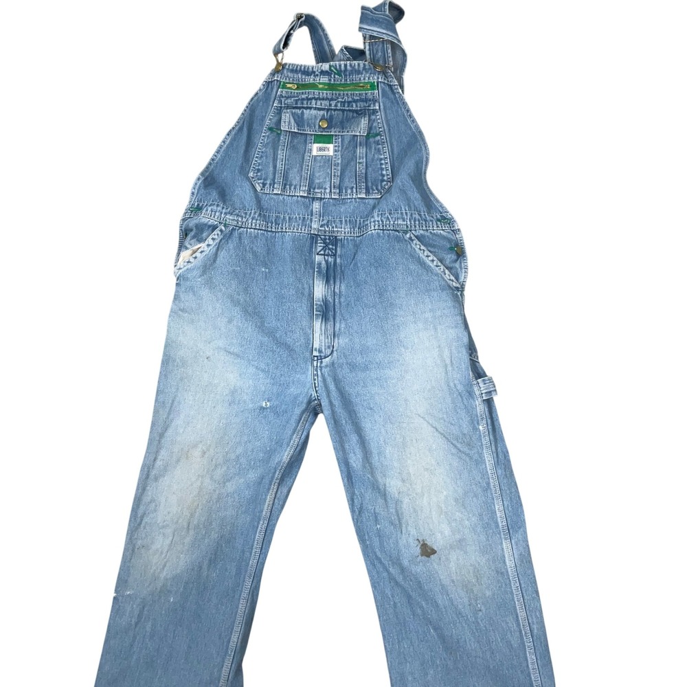 Liberty Overalls Mens 42x28 Light Blue Workwear Bibs CA01095 Carpenter Denim